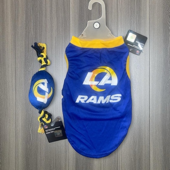 NFL Officially Licensed LA Rams NWT Dog Rope Ball Chew Toy & Large Shirt - Picture 1 of 8